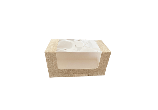 Cutii carton natur cu fereastra pentru prajituri 19 x 10 x H 10 cm, 50 buc/set