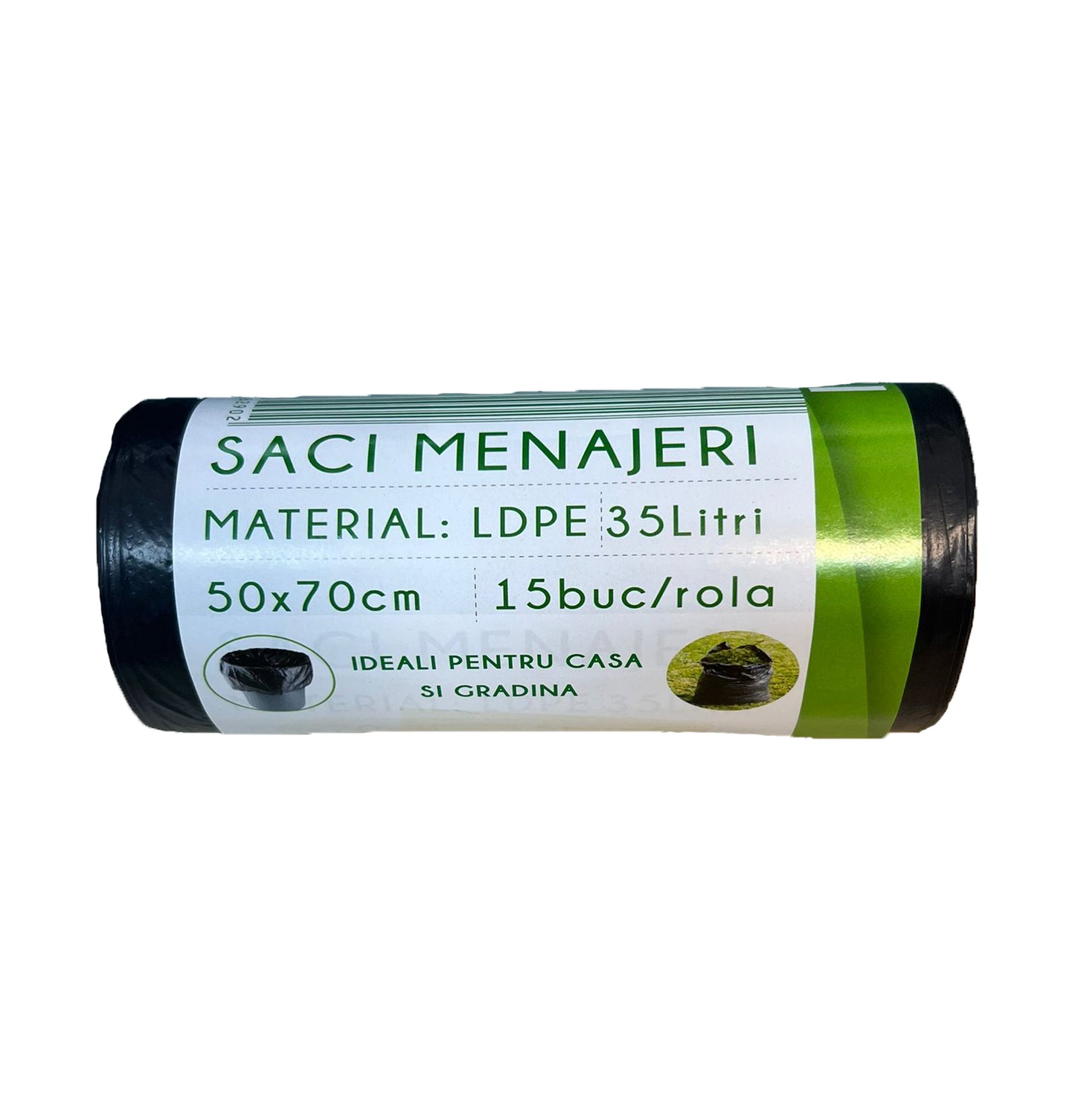 Saci menajeri negri 35L, LDPE, 50 x 70 cm, 15 buc/rola