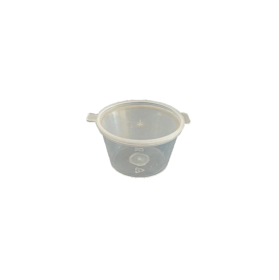 Sosiere rotunde din PP cu capac atasat DIFERITE DIMENSIUNI, 1 oz, 2 oz sau 4 oz, 100 buc/set