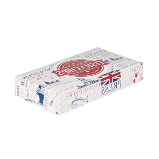 Cutii grill carton cu aluminiu Fish and chips, 27 x 15,5 x 5 cm, 10 kg/set