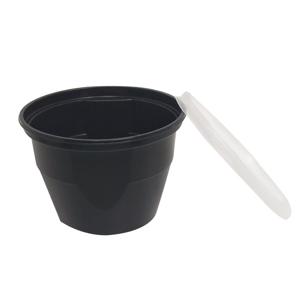 Capac transparent pentru boluri negre PP 680 ml, 50 buc/set