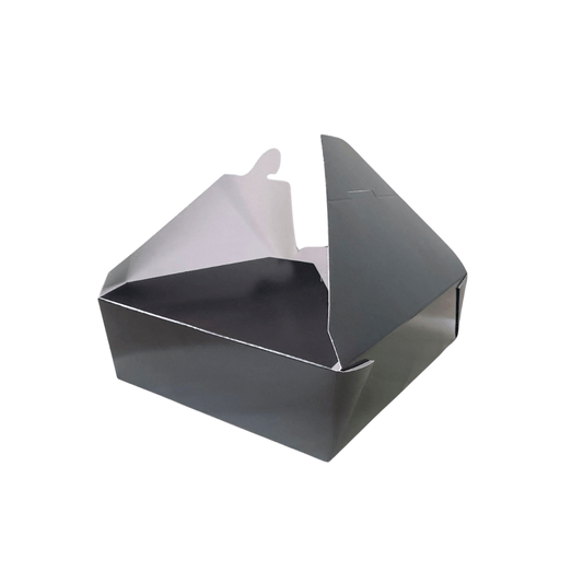 Cutii carton negre meniu catering 195 x 140 x H 48 mm, 50 buc/set