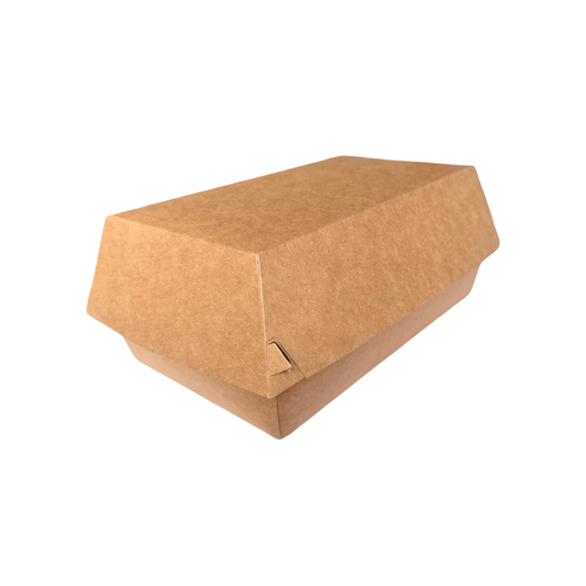 Cutie meniu natur, din carton, burger si cartofi cu capac atasat