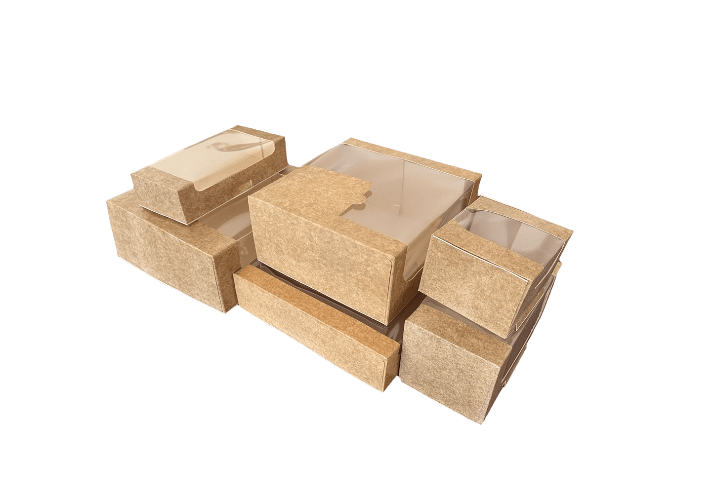 Cutii carton natur cu fereastra pentru prajituri