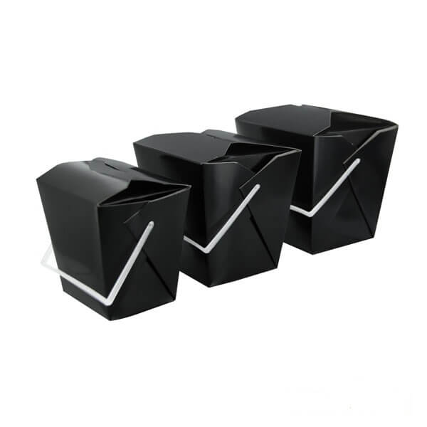 Cutii carton negre cu maner 750 ml, pentru paste/noodles