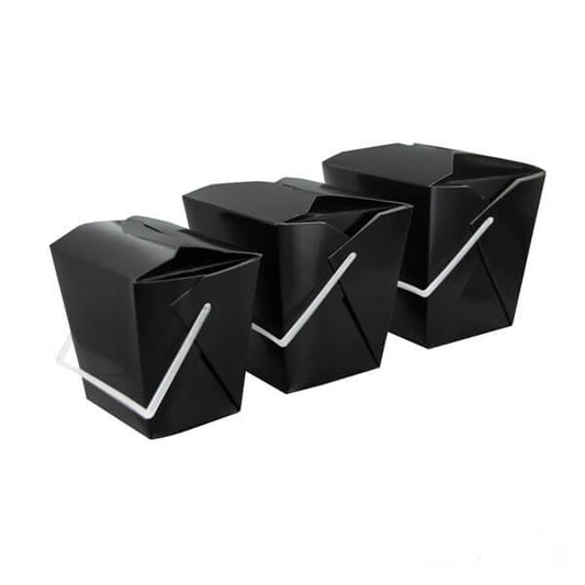 Cutii carton negre cu maner 750 ml, pentru paste/noodles