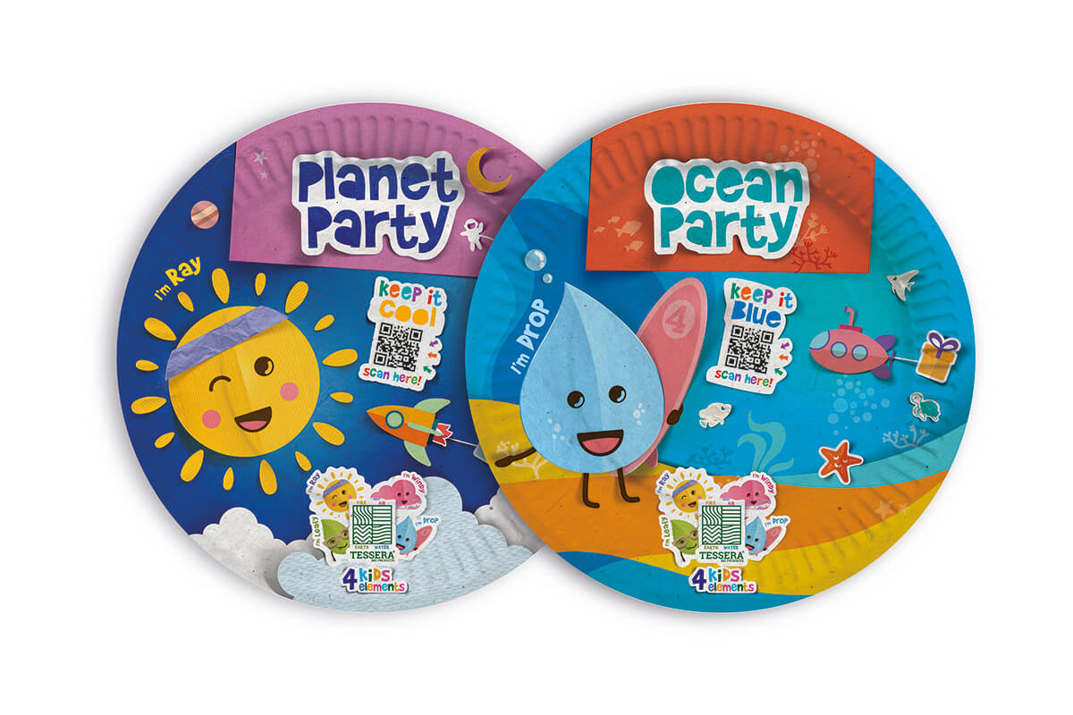 Farfurii carton rotunde Party Ocean si Planet, 23 cm, 8 buc/set