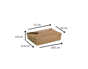Cutii carton kraft meniuri catering 195 x 140 x H 48 mm, 50 buc/set