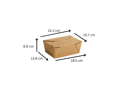 Cutii carton kraft meniuri catering 222 x 157 x H 89 mm, 40 buc/set