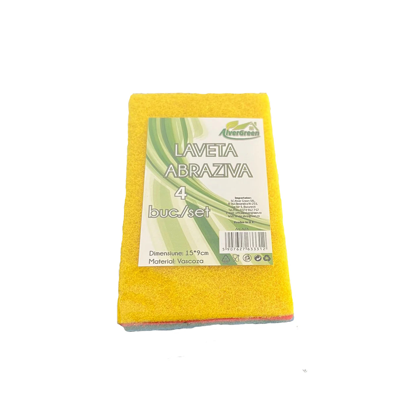Lavete fibra abraziva 15 x 9 cm, 4 buc/set