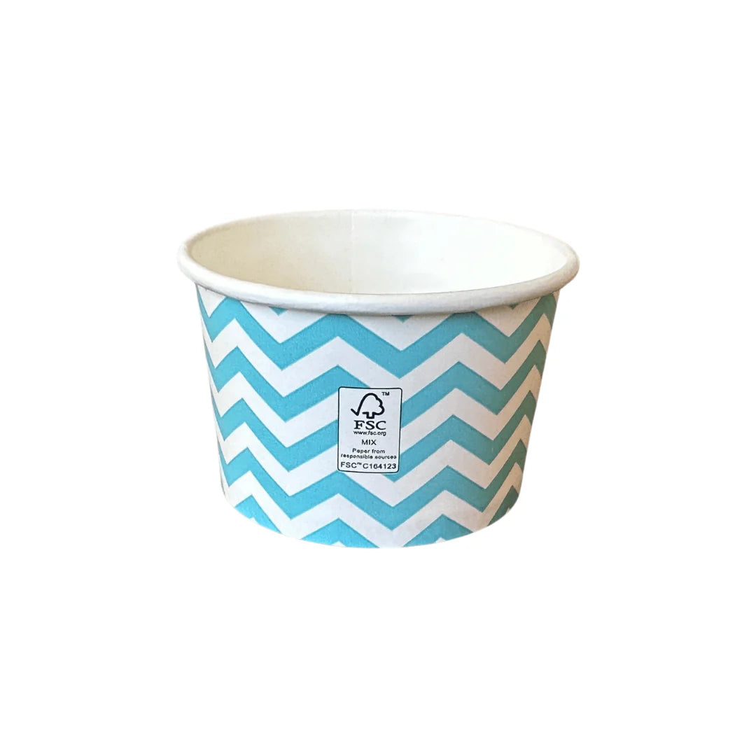 Cupe carton bleu model zig-zag inghetata, 5 oz, 50 buc/set