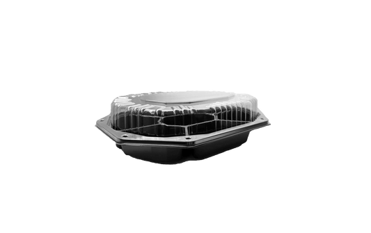 Platouri negre medii cu capac transparent, 32 x 24 cm,50 buc/set