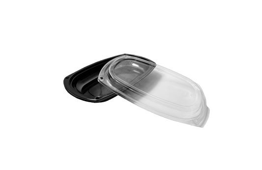 Platouri negre mici 30 x 18 cm, cu capac transparent, 50 buc/set d