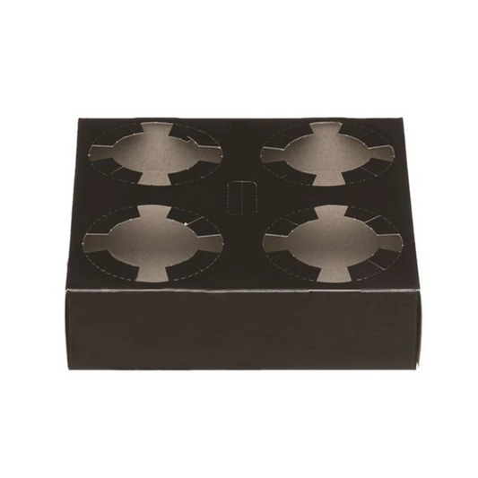 Suporturi negre pentru 4 pahare din carton, 50 buc/set