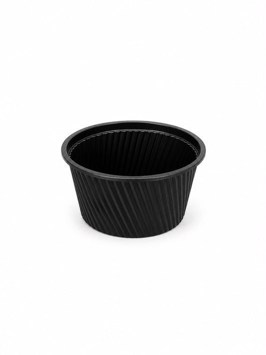 Boluri supa negru din PP cu capac transparent inclus, 350 ml, 50 buc/set
