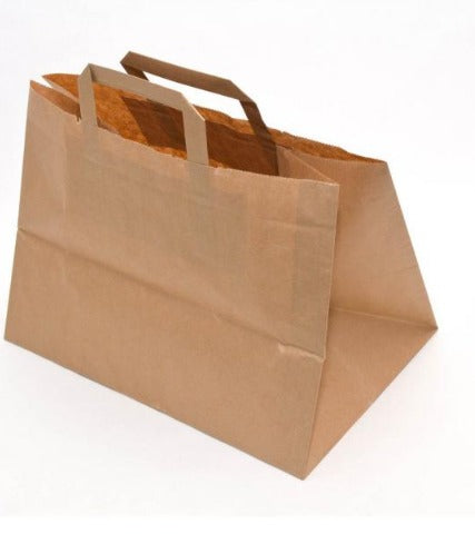 Pungă hârtie kraft virgin 32×22×32 cm, mâner plat