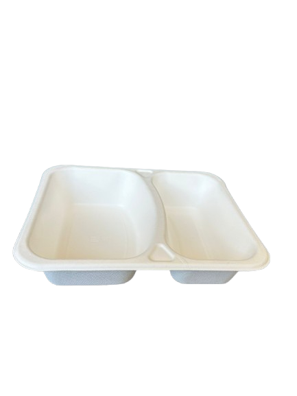 Caserole BIO termosudabile din trestie de zahar, 2 compartimente, 227*178*50mm, 50 buc/set