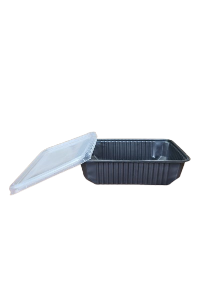 Caserole negre cu capac transparent inclus, 1000 ml, 181*132*60 mm, 50 buc/set