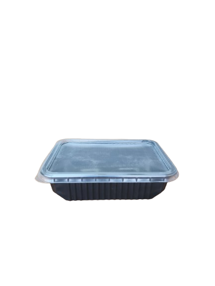 Caserole negre cu capac transparent inclus, 750 ml, 173*129*42 mm, 50 buc/set