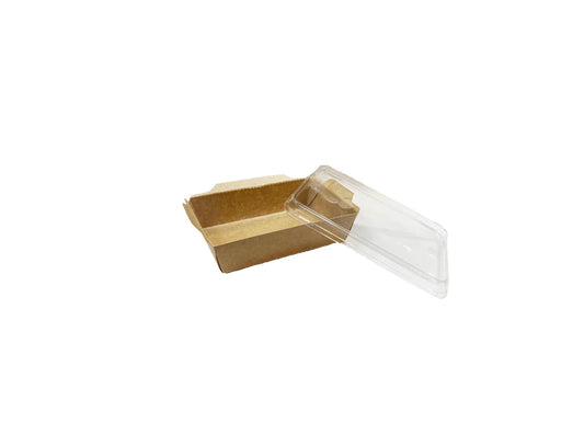 Cutii carton laminate kraft catering DIVERSE MARIMI, cu capac transparent, 50 buc/set