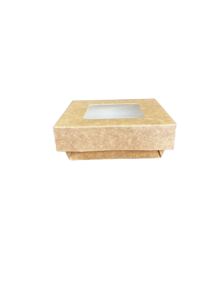 Cutii carton natur cu fereastră, 115 × 115 × 40 mm