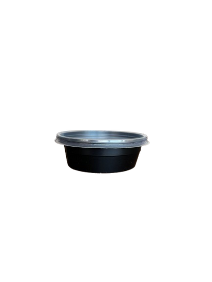 Goodpack - Boluri pentru supa din PP negru, cu capac transparent 360ml, 50buc/set