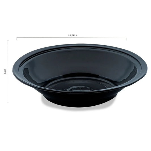 Caserole plastic negre pentru salata cu capac transparent, 1000 CC