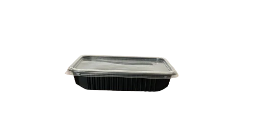 Caserole negre cu capac transparent inclus, 500 ml, 17.3 x 12.9 x 3.4 cm, 50 buc/set