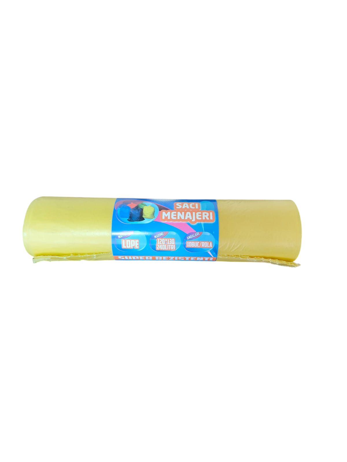 Saci menajeri galbeni 240L, LDPE,  10 buc/rola