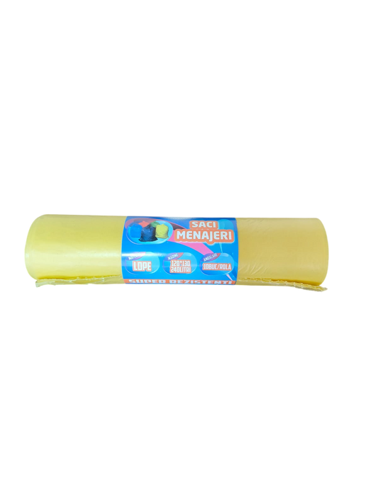Saci menajeri galbeni 240L, LDPE,  10 buc/rola