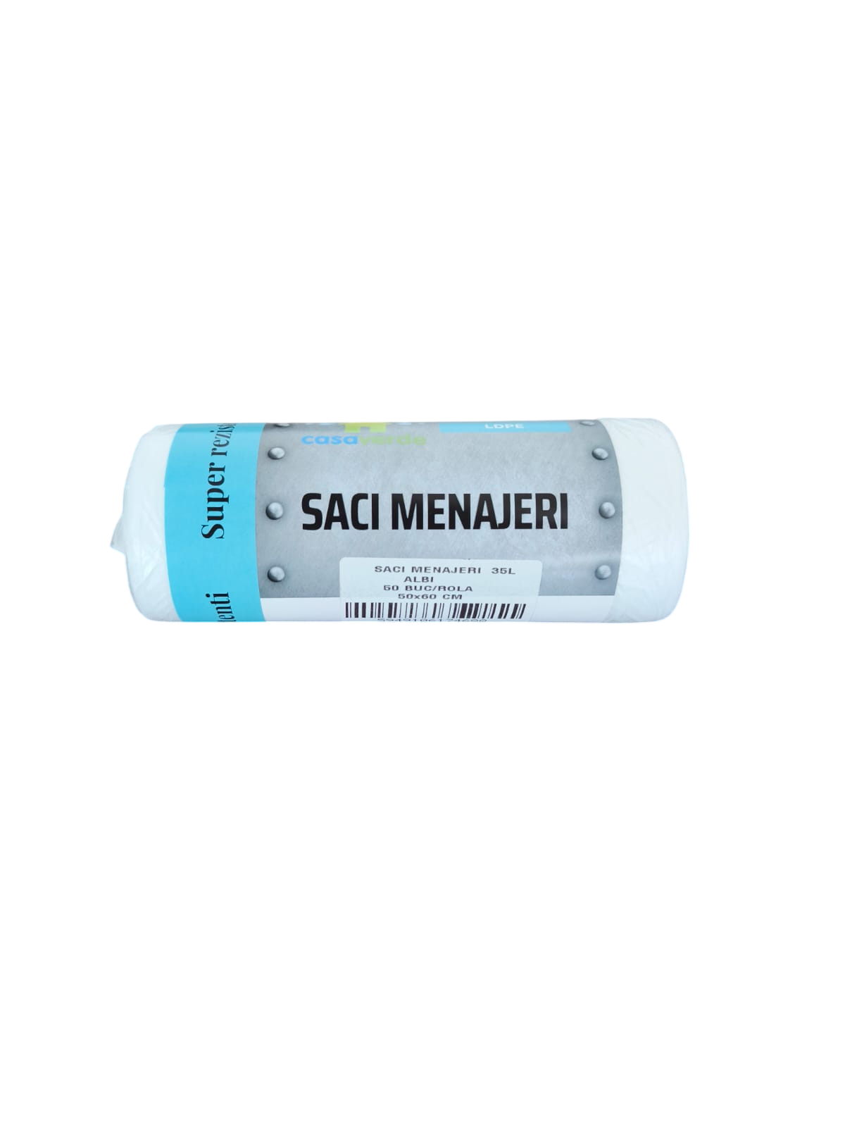 Saci menajeri albi 35L, LDPE, 15 buc/rola