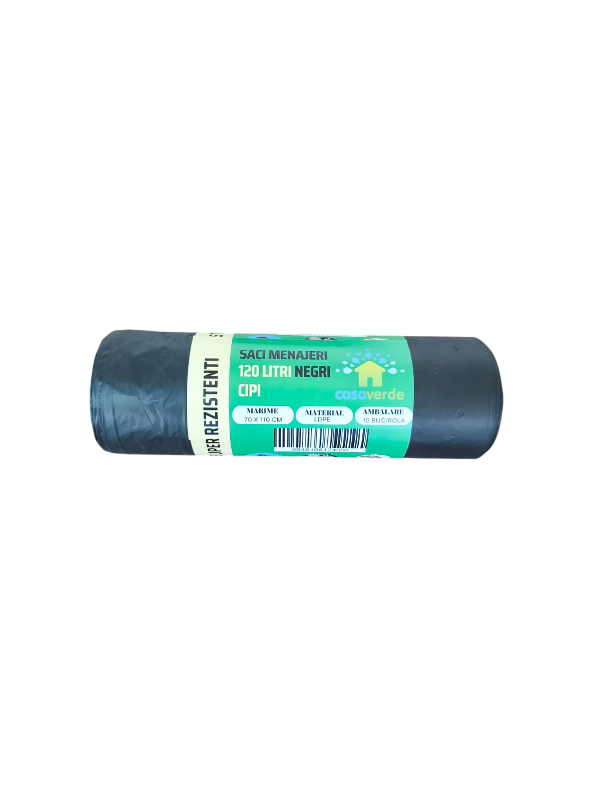 Saci menajeri negri 120L, LDPE, 10 buc/rola