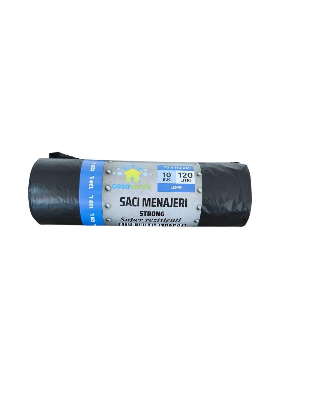 Saci menajeri negri STRONG 120L, LDPE, 10 buc/rola