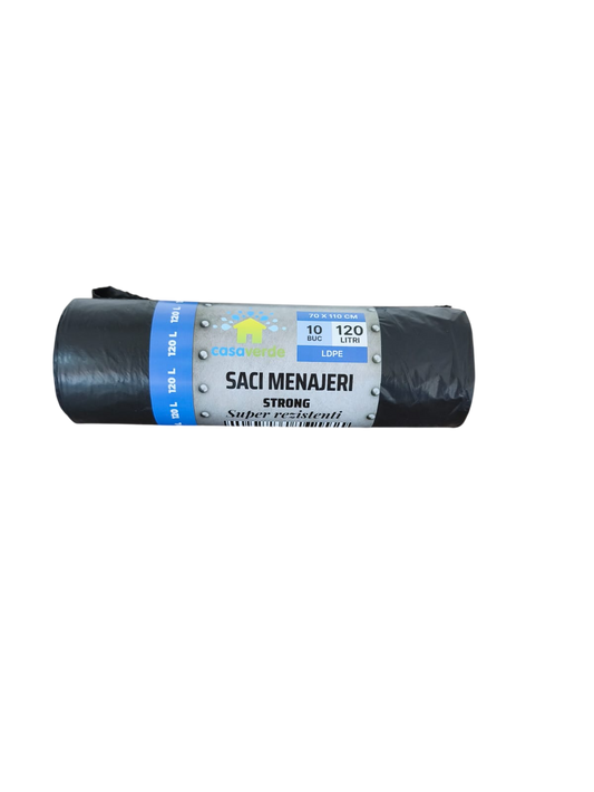 Saci menajeri negri STRONG 120L, LDPE, 10 buc/rola