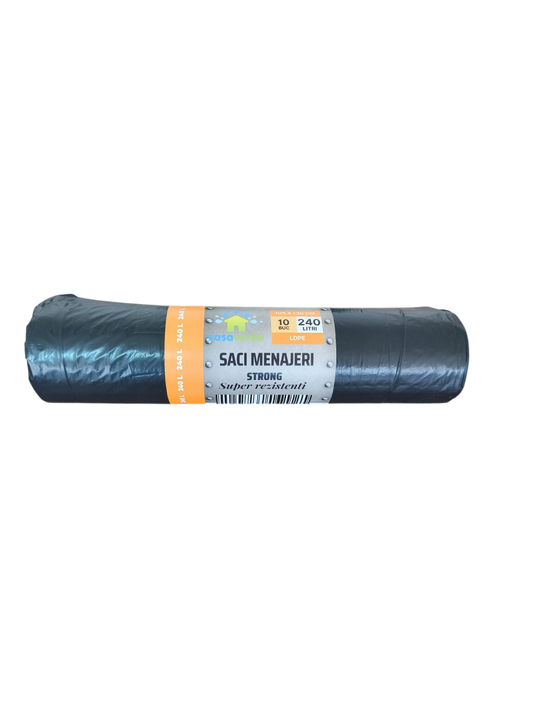 Saci menajeri negri STRONG,  240L, LDPE,  10 buc/rola