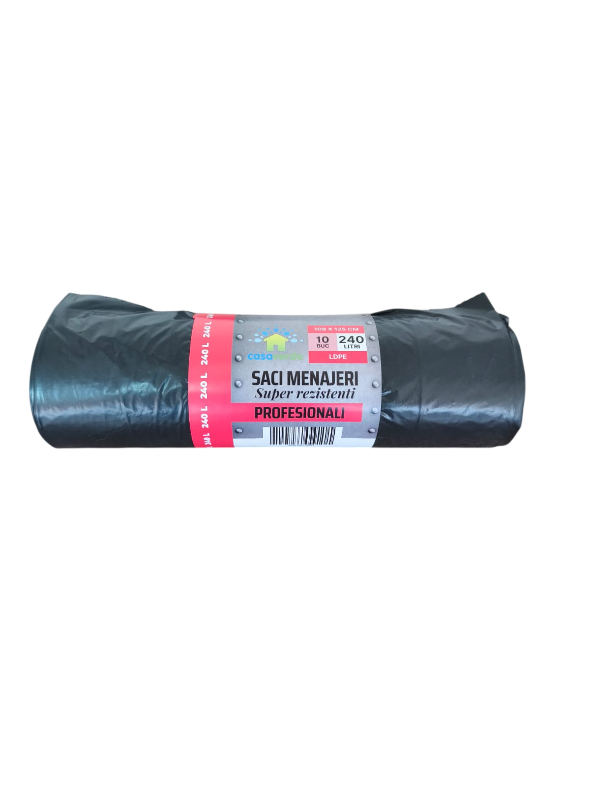 Saci menajeri negri PROFESIONALI, 240L, LDPE, 10 buc/rola
