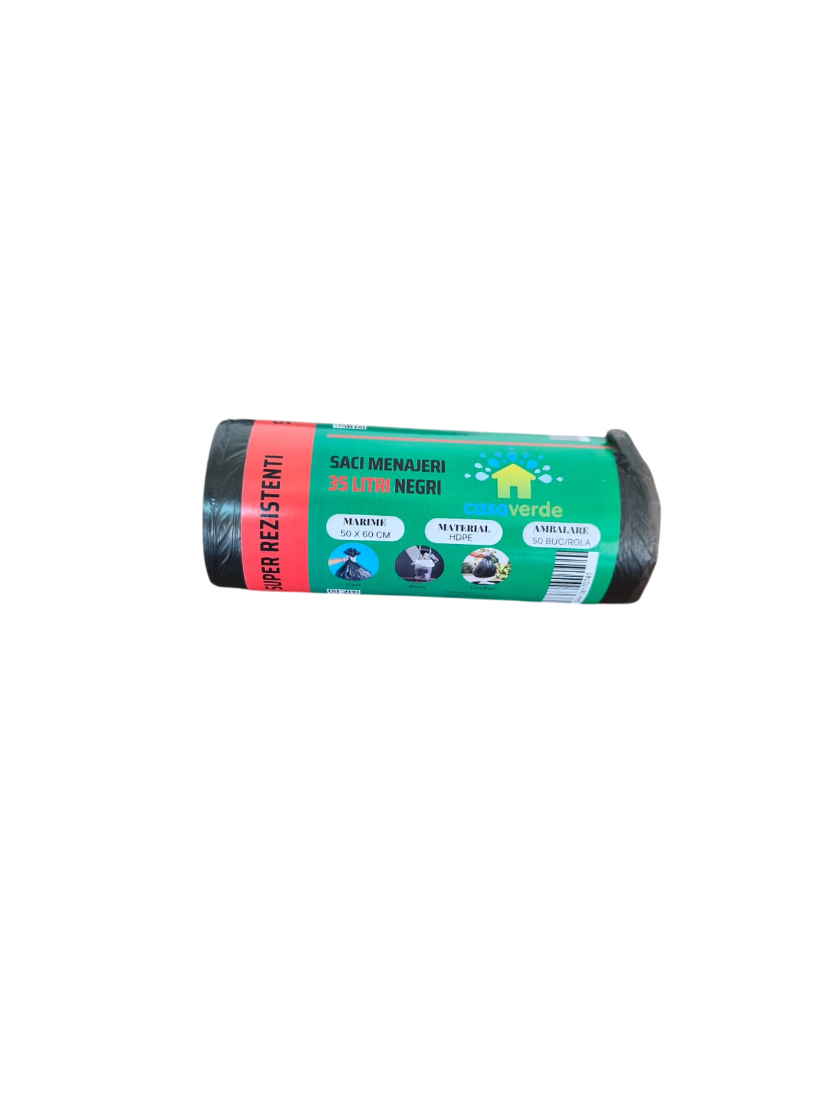 Saci menajeri negri 35L, HDPE, 50 x 60 cm, 50 buc/rola