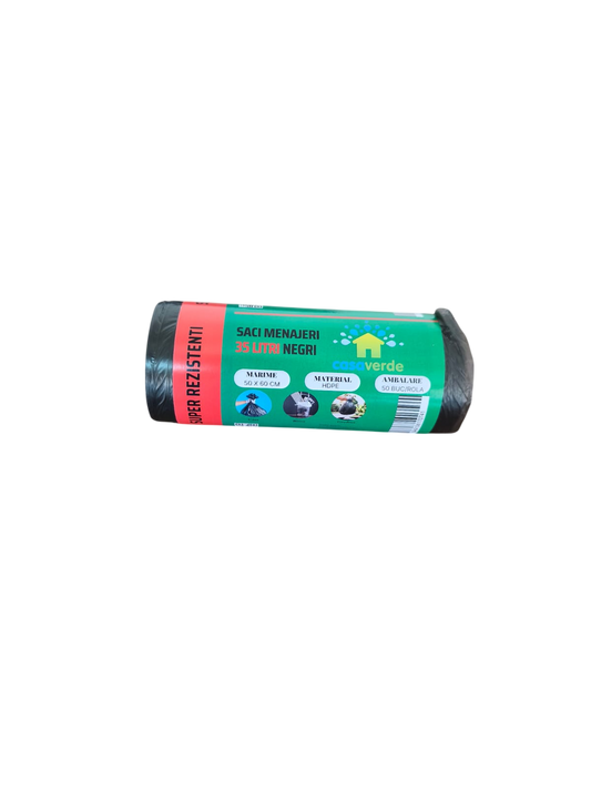 Saci menajeri negri 35L, HDPE, 50 x 60 cm, 50 buc/rola