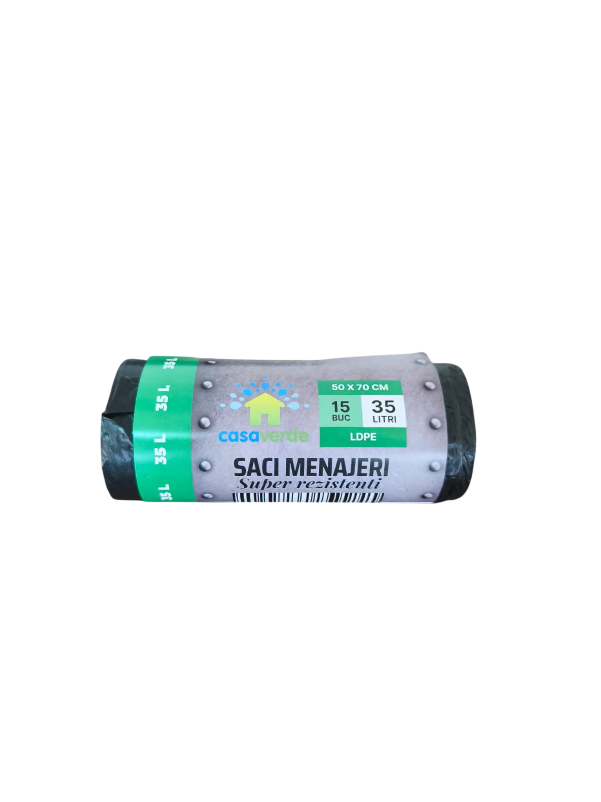 Saci menajeri negri 35L, LDPE, 15 buc/rola