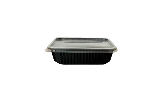 Caserole negre cu capac transprent inclus, 750 ml, 17.3 x 12.9 x 4.2 cm, 50 buc/set