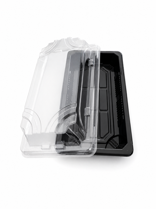 Caserole sushi negre cu capac transparent 167*93 mm