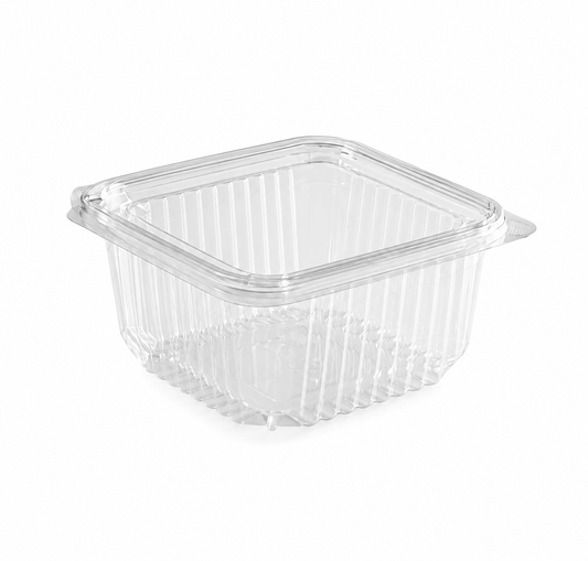 Caserole transparente cu capac atasat PET,  375CC, 100 buc/set