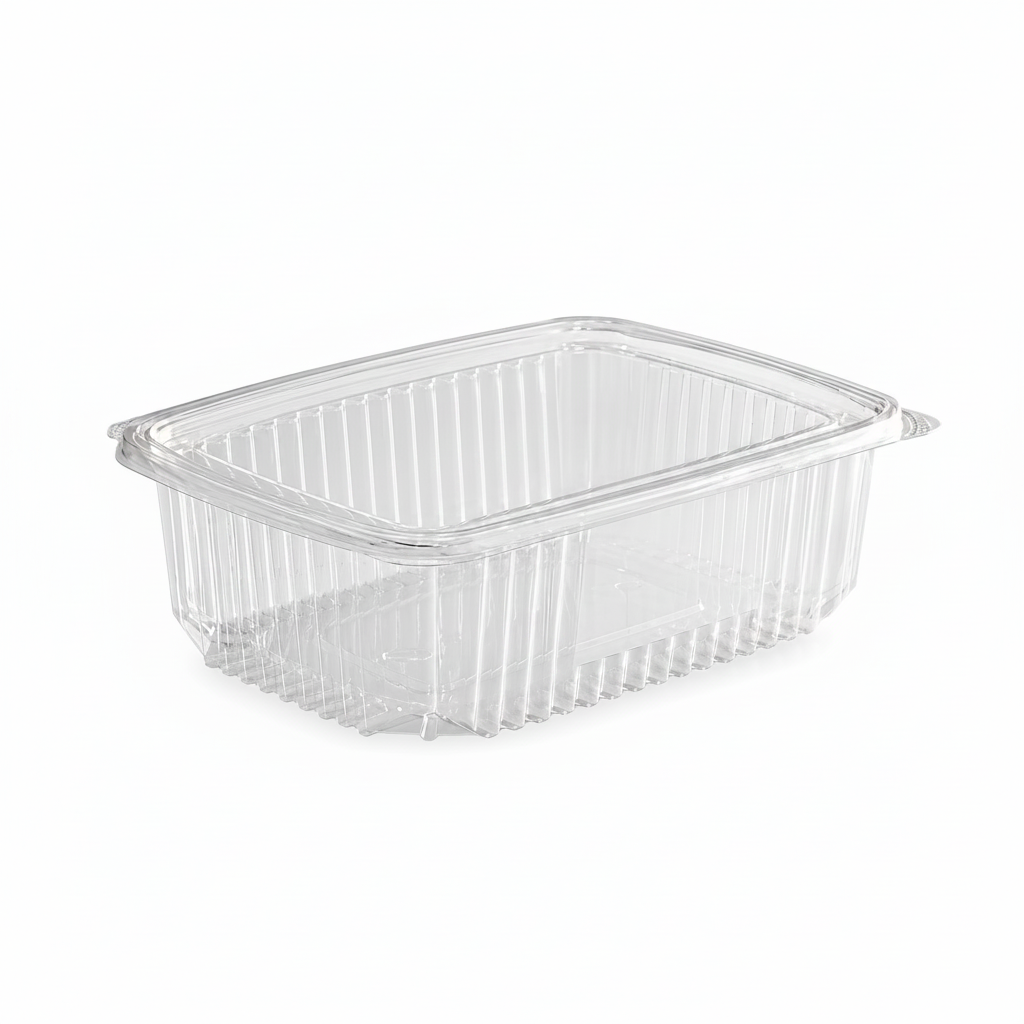 Caserole transparente dreptunghiulare cu capac atașat PET, 250 ml, 100 buc/set