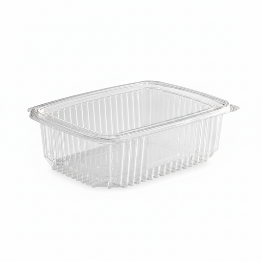 Caserole transparente dreptunghiulare cu capac atașat PET, 250 ml, 100 buc/set
