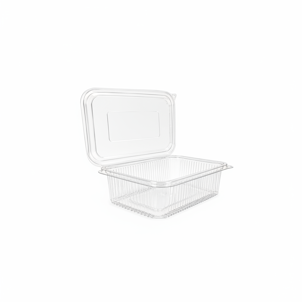 Caserole transparente cu capac atasat PET,  750CC, 100 buc/set