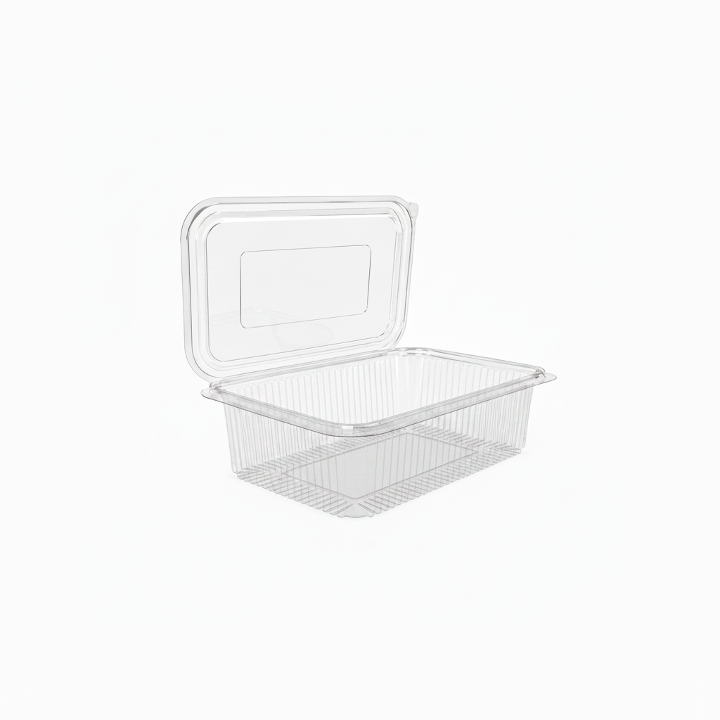 Caserole transparente cu capac atașat PET groase, 1000 cc, 50 buc/set