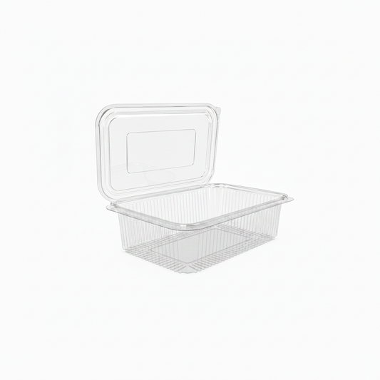 Caserole transparente cu capac atașat PET groase, 1000 cc, 50 buc/set