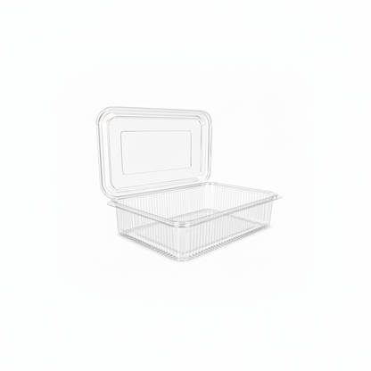 Caserole transparente cu capac atașat PET groase, 1500 cc, 100 buc/set