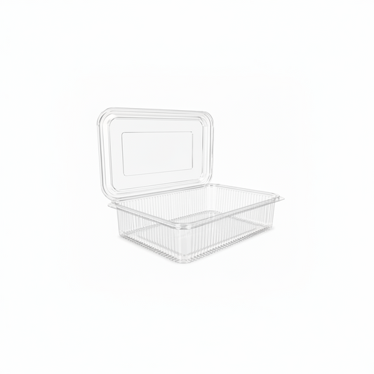Caserole transparente cu capac atașat PET groase, 1500 cc, 100 buc/set