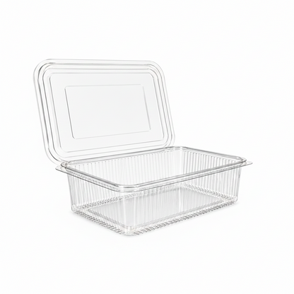 Caserole transparente cu capac atașat PET groase, 2000 cc, 100 buc/set
